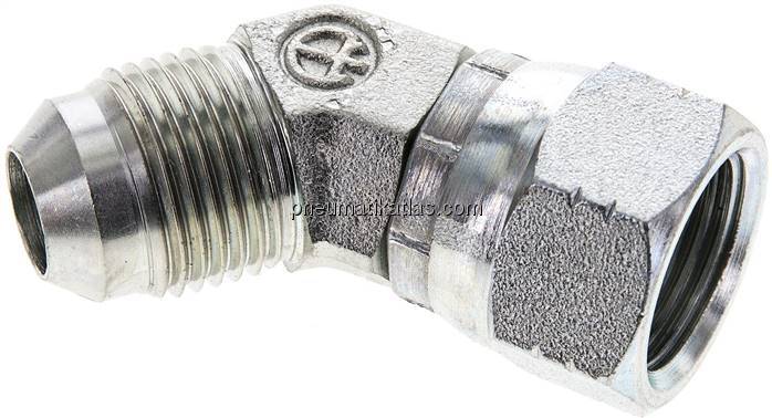 45°-Einschraubwinkel, UNF 3/4"-16 (JIC), Stahl verzinkt