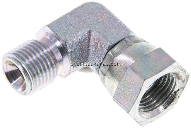 90°-Einschraubwinkel, 60°-Kegel, G 1/8", Stahl verzinkt