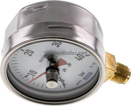 Manometer senkrecht (CrNi/Ms), 100mm, 0 - 40 bar