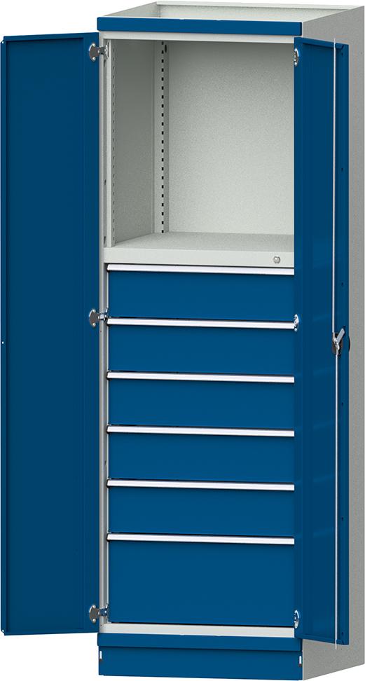 Modulschrank Modell 4003 B715xT720xH2200mm RAL 7035/5012 6 Schubladen