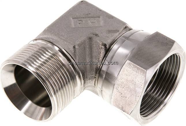 90°-Einschraubwinkel, 60°-Kegel, G 1-1/2", V4A