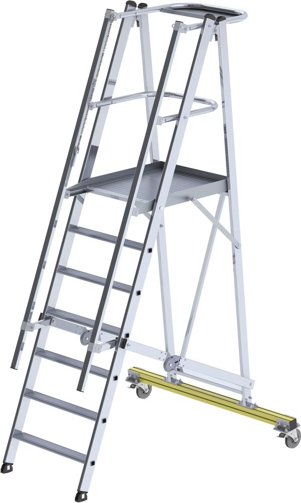 Alu-Podestleiter 7 Stufen mit Handlauf Podesthöhe 1,61 m Arbeitshöhe bis 3,60 m