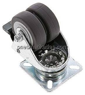 Apparate-Doppelrolle, Lenkrolle mit Totalfeststeller, 50mm