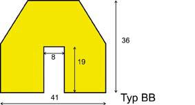 Kantenschutz Typ BB, Zuschnitt mm gelb/schwarz zum Aufstecken Dancop