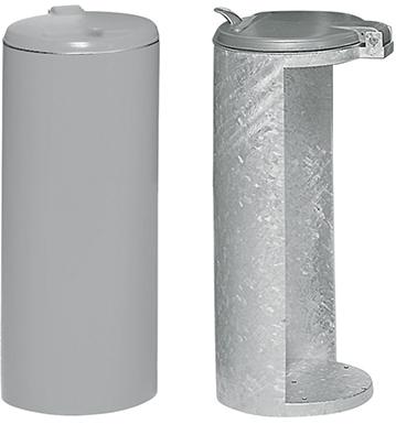 Abfallsammler mit Deckel H900 mm D450 mm silber VAR