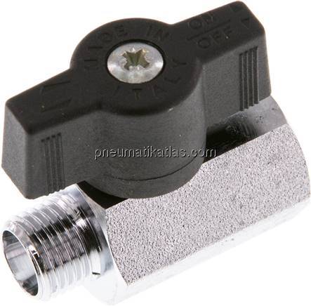 Messing-Minikugelhahn G 1/4" Innengewinde / Außengewinde, PN 15