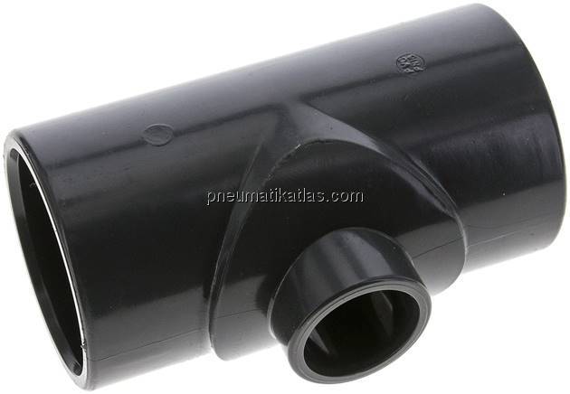 Klebemuffen-T-Stück, reduziert, PVC-U, 63x32x63mm
