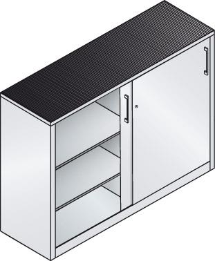 Schiebetürenschrank B1600xT500xH1000 mm RAL 7035, 4 Fachböden mit Mitteltrennwand CP