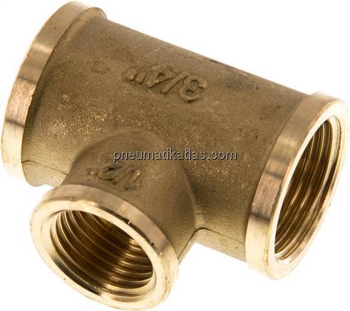 T-Stück Rp 3/4"-Rp 1/2"-Rp 3/4" (IG), Messing
