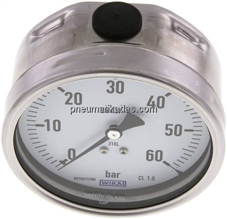 Chemie-Manometer waagerecht, 100mm, 0 - 60 bar