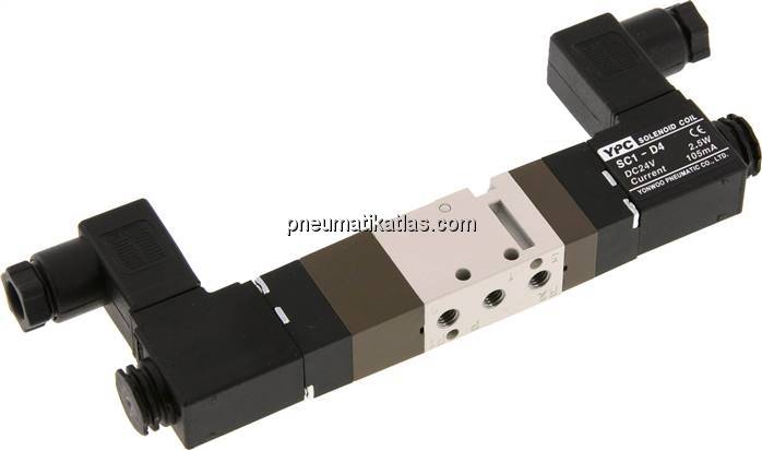 5/3-Wege Magnetventil, M 5, Mittelstellung entlüftet, 12 V DC