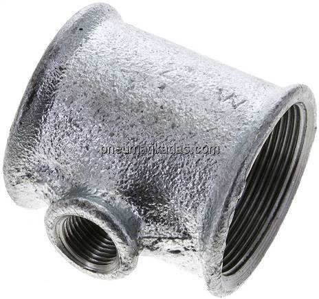T-Stück Rp 2"-Rp 1/2"-Rp 2" (IG), Temperguss verzinkt