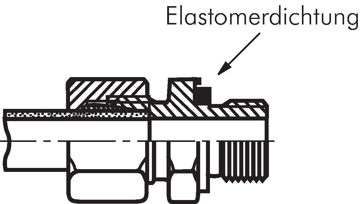 Zeichnung: Gerade Einschraubverschraubung mit Elas