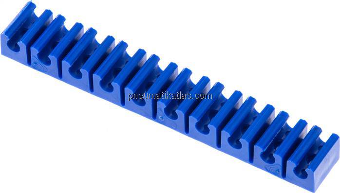 Schlauchklemmleiste, blau 10-fach für 4 - 5mm Schlauch