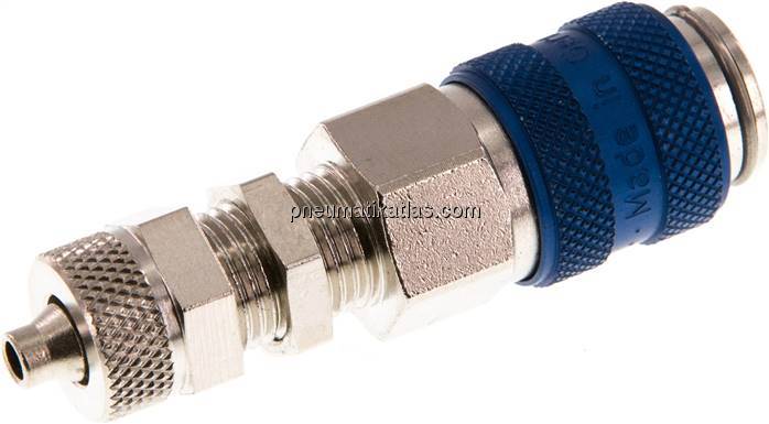 Schott-Kupplungsdose (NW5) 6x4mm Schlauch, Messing vernickelt