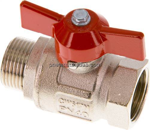 Messing-Kugelhahn, kurz, G 3/4" (AG/IG), -0,9 bis 40bar