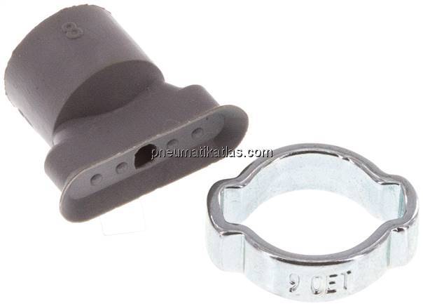 Ovalsauger, 15 x 5mm, Hub 1mm, NBR (60A), grau