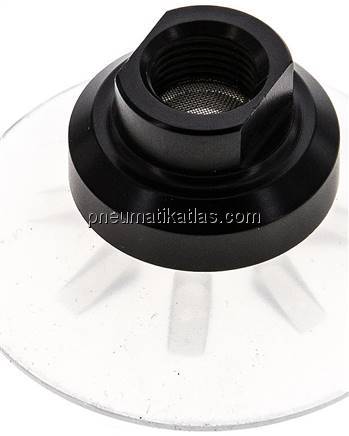 Flachsauger, Stützrippe, P-Serie, Ø 42x2mm, Silikon (50A), transparent