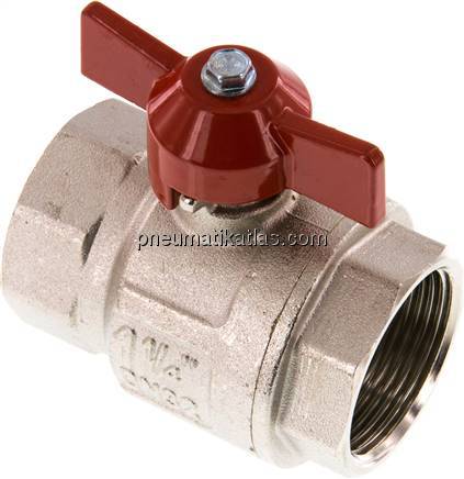 Messing-Kugelhahn, kurz, G 1-1/4", -0,9 bis 30 bar, voller Durchgang