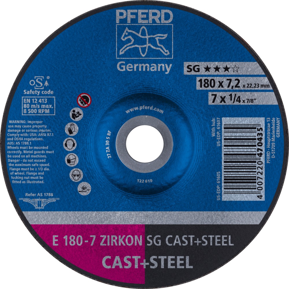 Schruppscheiben E 180-7 ZIRKON SG CAST+STEEL