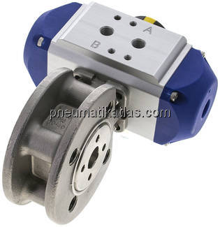 Pneum. Kompaktflanschkugelh., DN15-PN40 (DIN/EN), doppeltwirkend