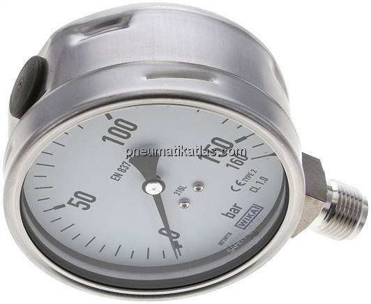 Chemie-Manometer senkrecht, 100mm, 0 - 160 bar