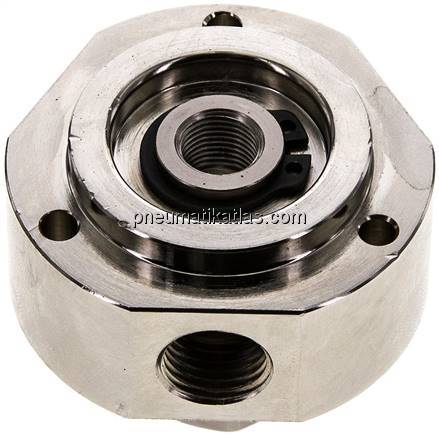 Drehverteiler G 3/8"-3x G 1/4", 3-fach, FKM-Dichtungen