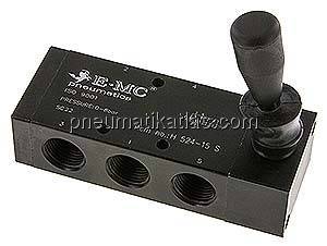 5/2-Wege Handhebelventil, Federrückstellung, G 1/2"