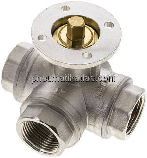 3-Wege-Kugelhahn, Direktmontageflansch G 1", T-Bohrung