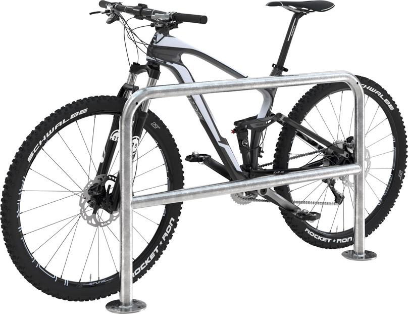 Fahrrad-Anlehnbügel Edelstahl, L 1000 mm zum Aufdübeln mit Querholm