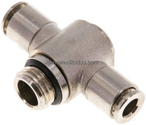 Kompakt-Steckanschluss, T-Stück, einfach, Messing vernickelt