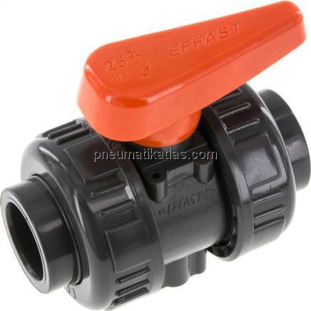 Klebemuffen-Kugelhahn, PVC-U / EPDM, 25mm (Industrieausf.)