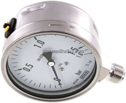 Chemie-Manometer senkrecht, 100mm, 0 - 1,6 bar