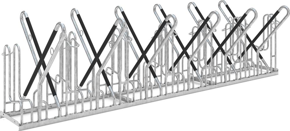 Fahrrad-Anlehnparker zweiseitig, verzinkt L 3240 mm, 12 Plätze