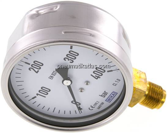 Manometer senkrecht (CrNi/Ms), 100mm, 0 - 400 bar