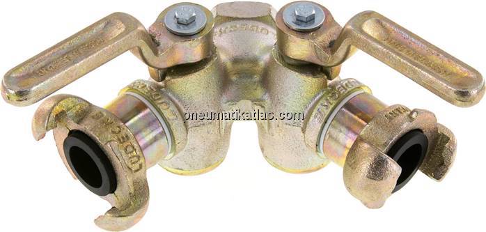 Doppel-Kükenhahn mit Kompressorenkupplung, G 3/4"(IG)