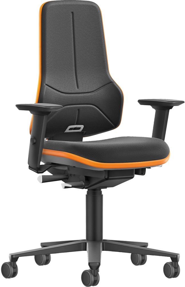 Bimos Arbeitsstuhl XXL orange mit Rollen Supertec mit Armlehnen