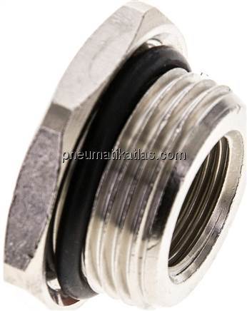 Reduziernippel G 3/4"(AG)-G 3/8"(IG), Messing vernickelt (Elastomerabdichtung)