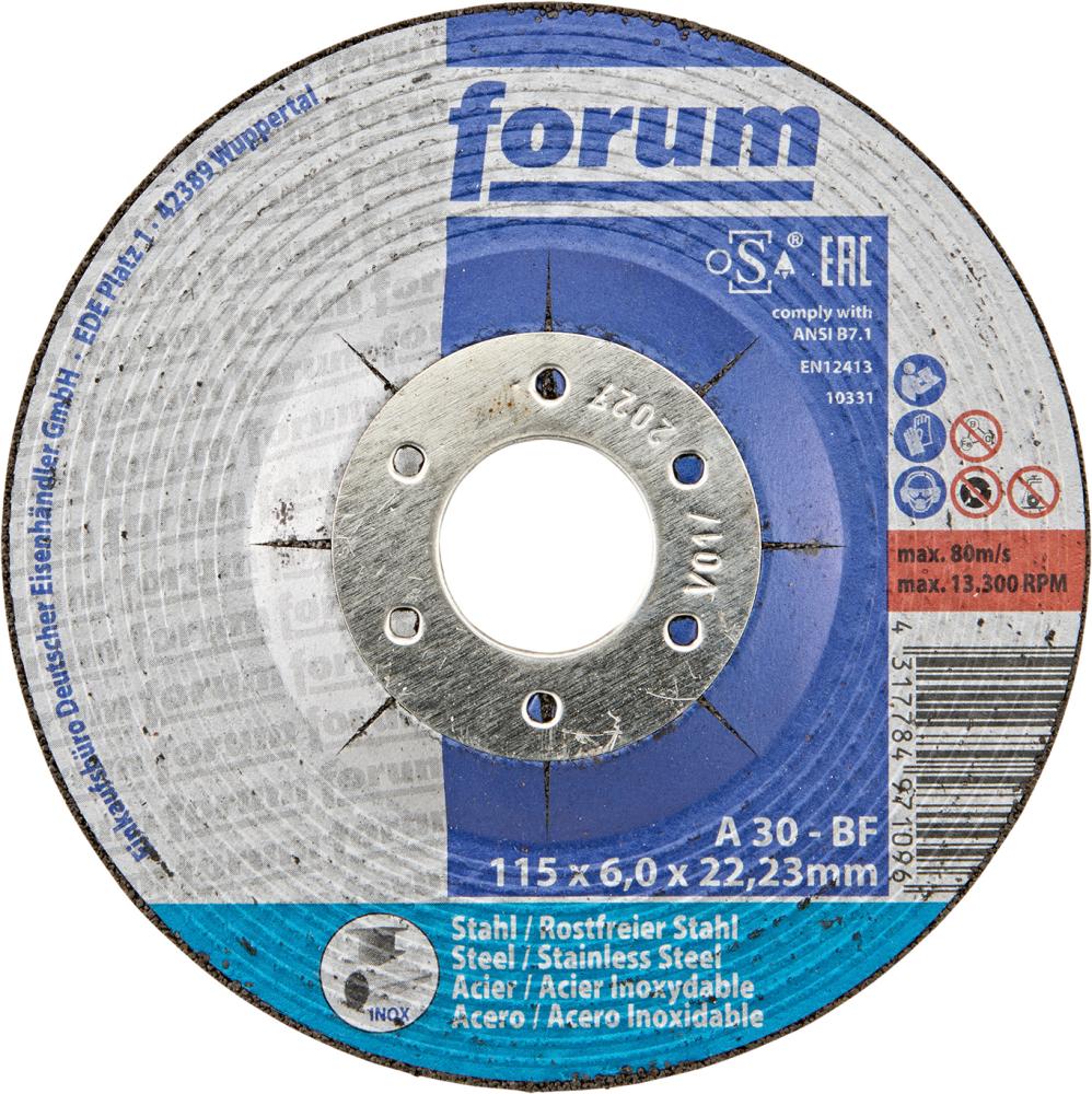 Schruppscheibe Stahl/INOX115 x 6 mm, T42 gekröpft FORUM