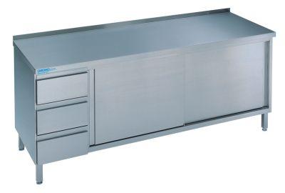 Arbeitsschrank m.SL-Block2000x700x850 Edelstahl Chromonorm