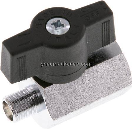 Messing-Minikugelhahn G 1/8" Innengewinde / Außengewinde, PN 15