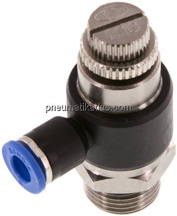 Winkel-Drosselrückschlagventil G 3/8"-6mm,abluftregelnd (Standard)