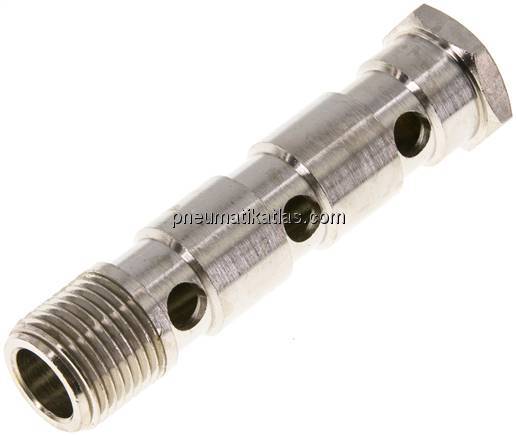 Hohlschraube, 3-fach G 1/2"-89mm, Messing vernickelt