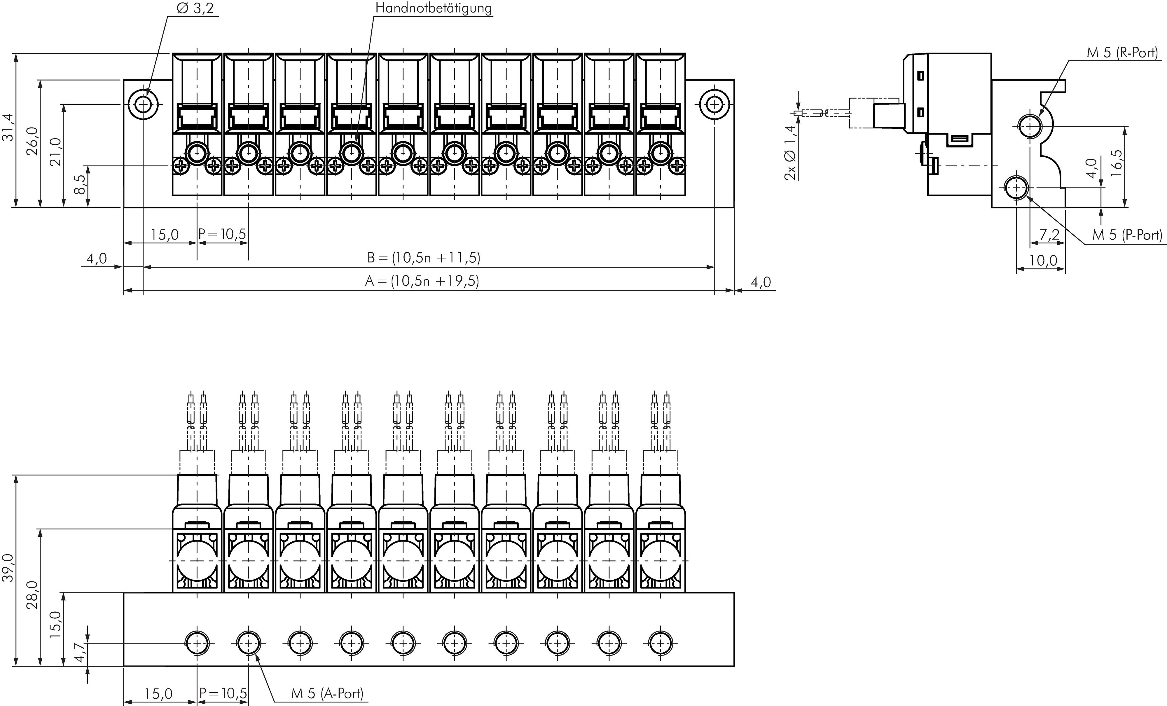 Zeichnung: Mehrfachanschlussplatte