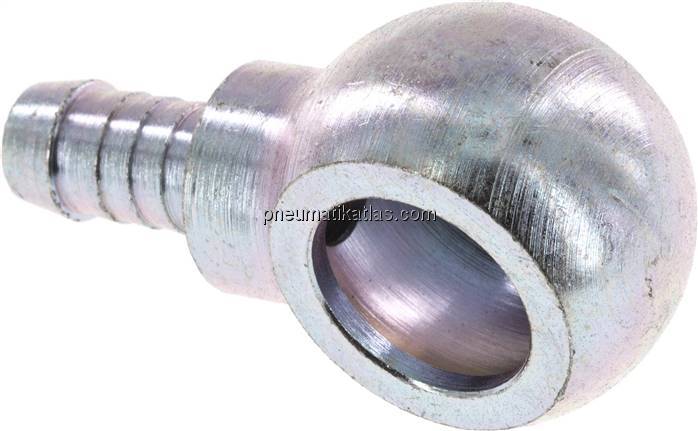 Schlauchnippel 18mm Ring, 9 - 10mm, Stahl verzinkt