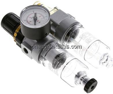 Mini-Wartungseinheit, 2-tlg., G 1/8", 0,5 - 10 bar
