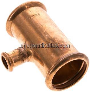 Pressfitting, T-Stück, 42x15mm innen, Kupfer / Kupferlegierung