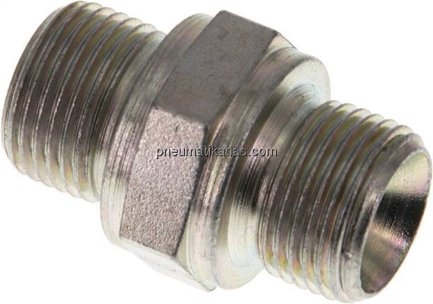 Hydraulik-Doppelnippel G 3/8"-G 3/8", Stahl verzinkt