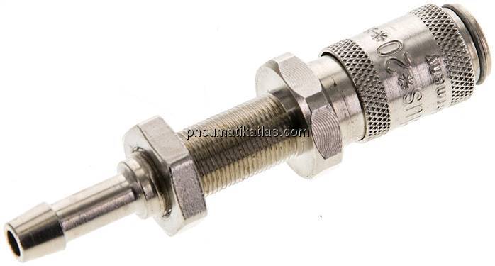 Schott-Kupplungsdose (NW2,7) 4mm Schlauch, Messing vernickelt