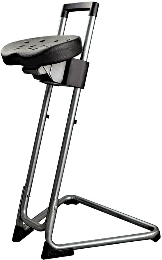 ESD Stehhilfe Edelstahl PU-Sitz schw. bis 110 kg Sitzhöhenverstellung von 600-850
